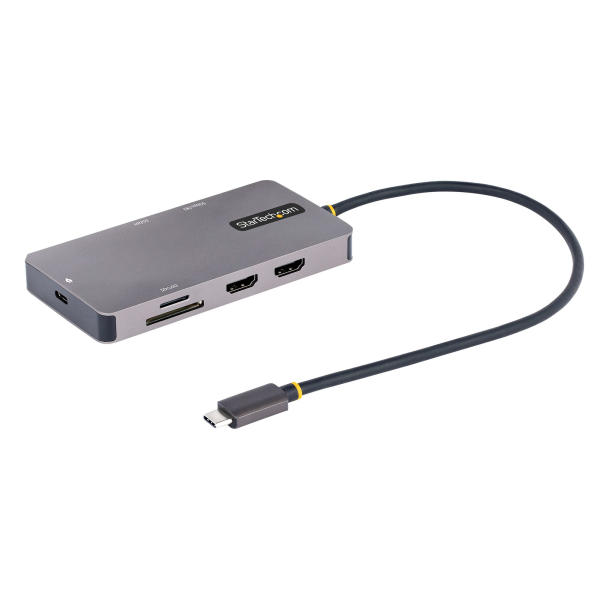 Adaptador Multipuertos STARTECH USB-C HDMI  - 2xHDMI - Hub USB-A 3.1 2p - PD 100W - GBE - SD/MicroSD - 30cm.