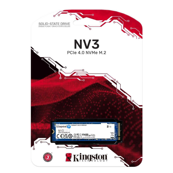 DISCO DE ESTADO SOLIDO KINGSTON 4TB NV3 NVMe PCIe Up to 6000/5000 MB/s M.2 2280 PCIe 4.0 x4 (NVMe) P/N SNV3S/4000G