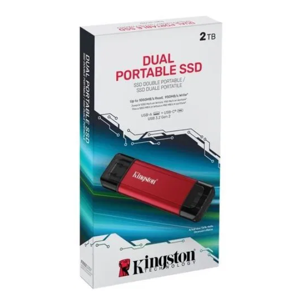 SSD EXTERNO Kingston 2TB DUAL USB (USB-C/A ) - 1050/950 p/n SPSD/2TB