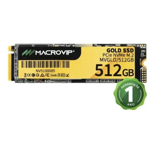 SSD MACROVIP M.2 512GB GOLD NVMe PCIE GEN3X4 - MVGLD/512GB