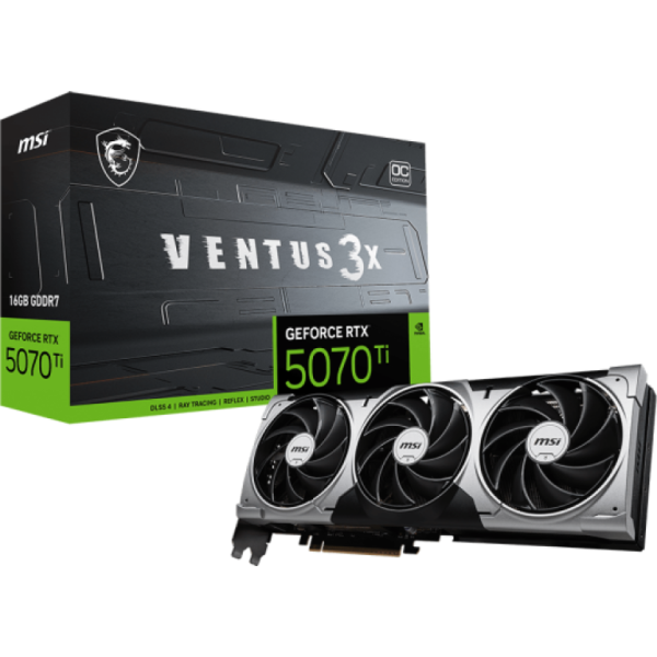 TARJETA DE VIDEO MSI GEFORCE RTX 5070TI VENTUS 3X 16GB OC 256BIT GDDR7 P/N G507T-16V3C