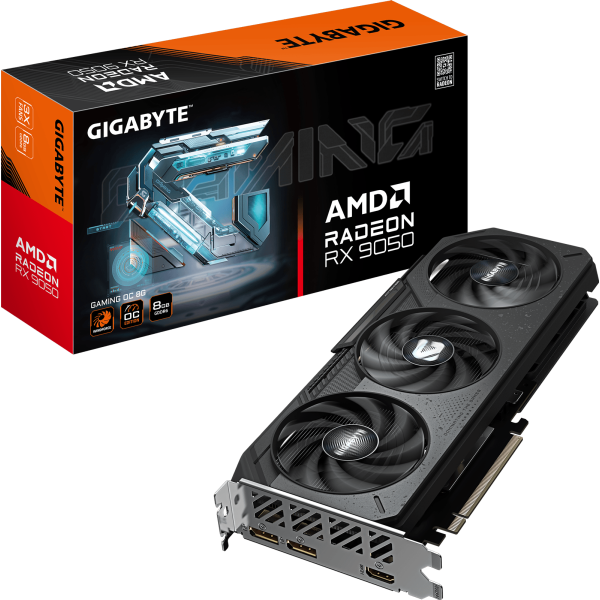 Tarjeta Gráfica Gigabyte Radeon RX 9050 Gaming OC 8GB GDDR6 PCIe 5.0 HDMI 2.1 DisplayPort 2.1a