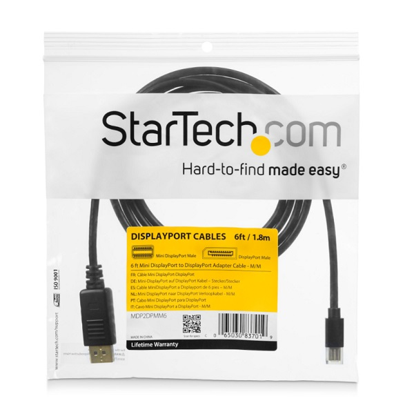 CABLE STARTECH MINI DISPLAYPORT M A DISPLAYPOR M 1.8MTS P/N MDP2DPMM6