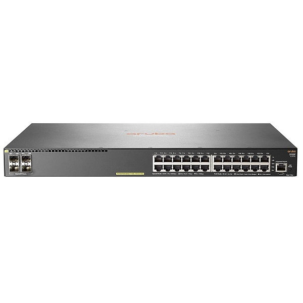 SWITCH ADMINISTRABLE HPE ARUBA 2930F 24G POE+ 4SFP - 24 X 10/100/1000 (POE+) + 4 X GIGABIT SFP (ENLACE ASCENDENTE) - POE+ (370 W) P/N JL261A