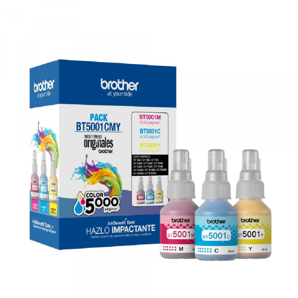 PACK DE BOTELLAS BROTHER 3 COLORES BT5001